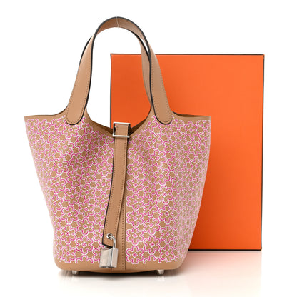 Hermes Swift Lucky Daisy Picotin Lock 18 PM Chai Rose White 11 of 11