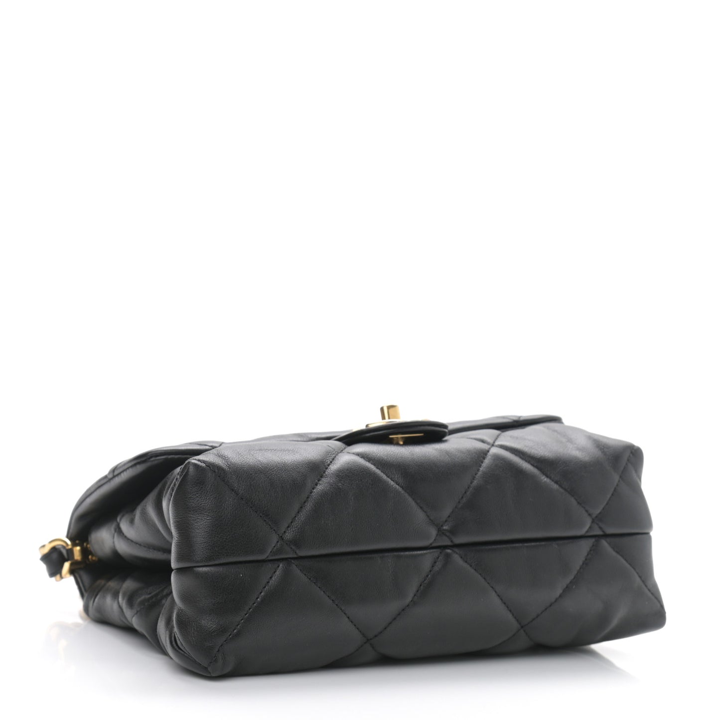 Lambskin Quilted Chain Top Handle Flap Black