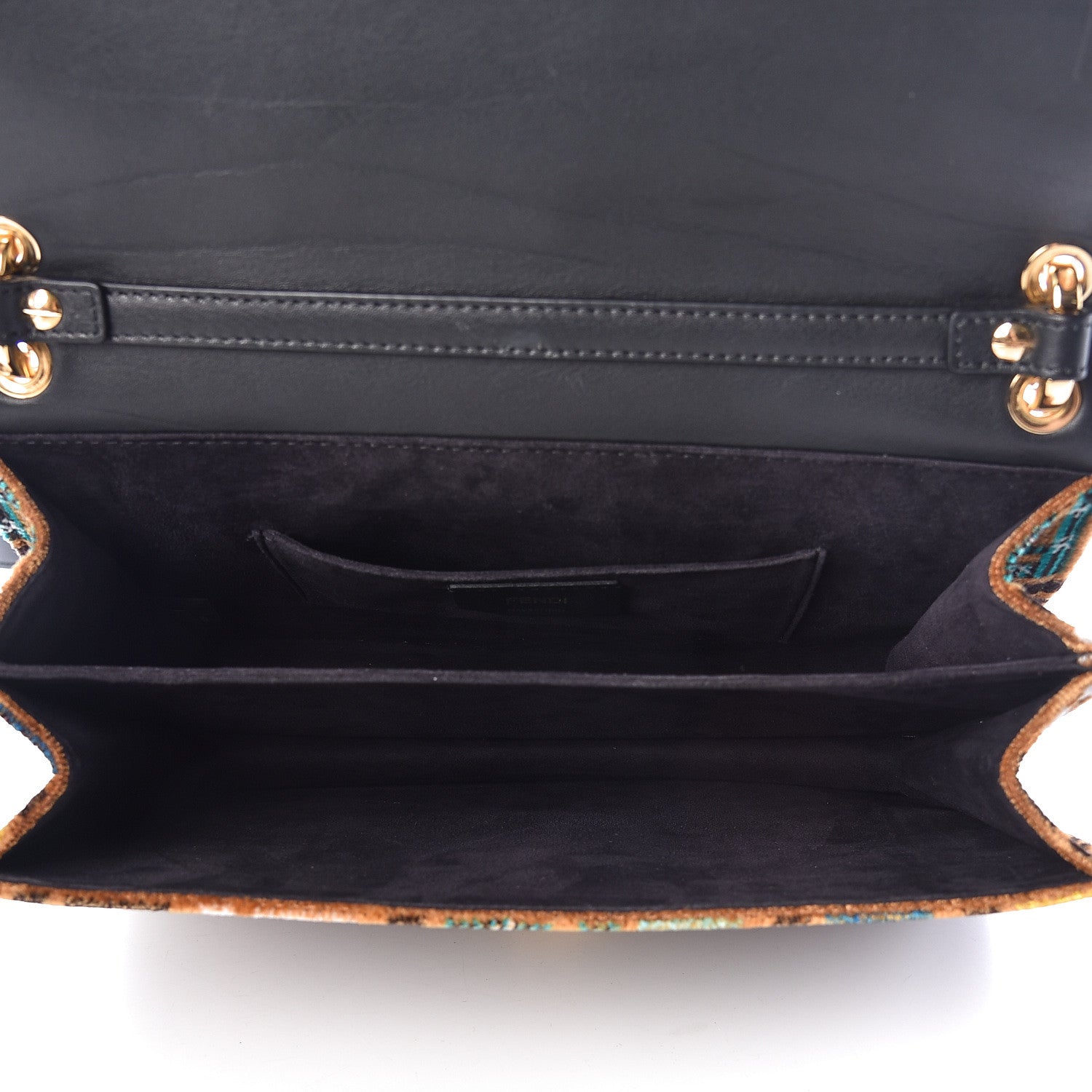 Fendi Velvet Vitello Dolce Fun Fair Kan I Shoulder Bag Tobacco Multicolor Black 5 of 12
