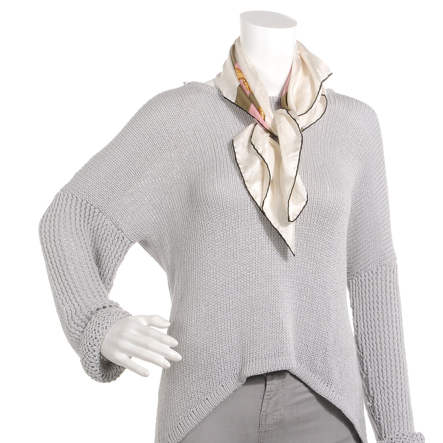 Silk Bamboo GG Web Print Scarf Ivory