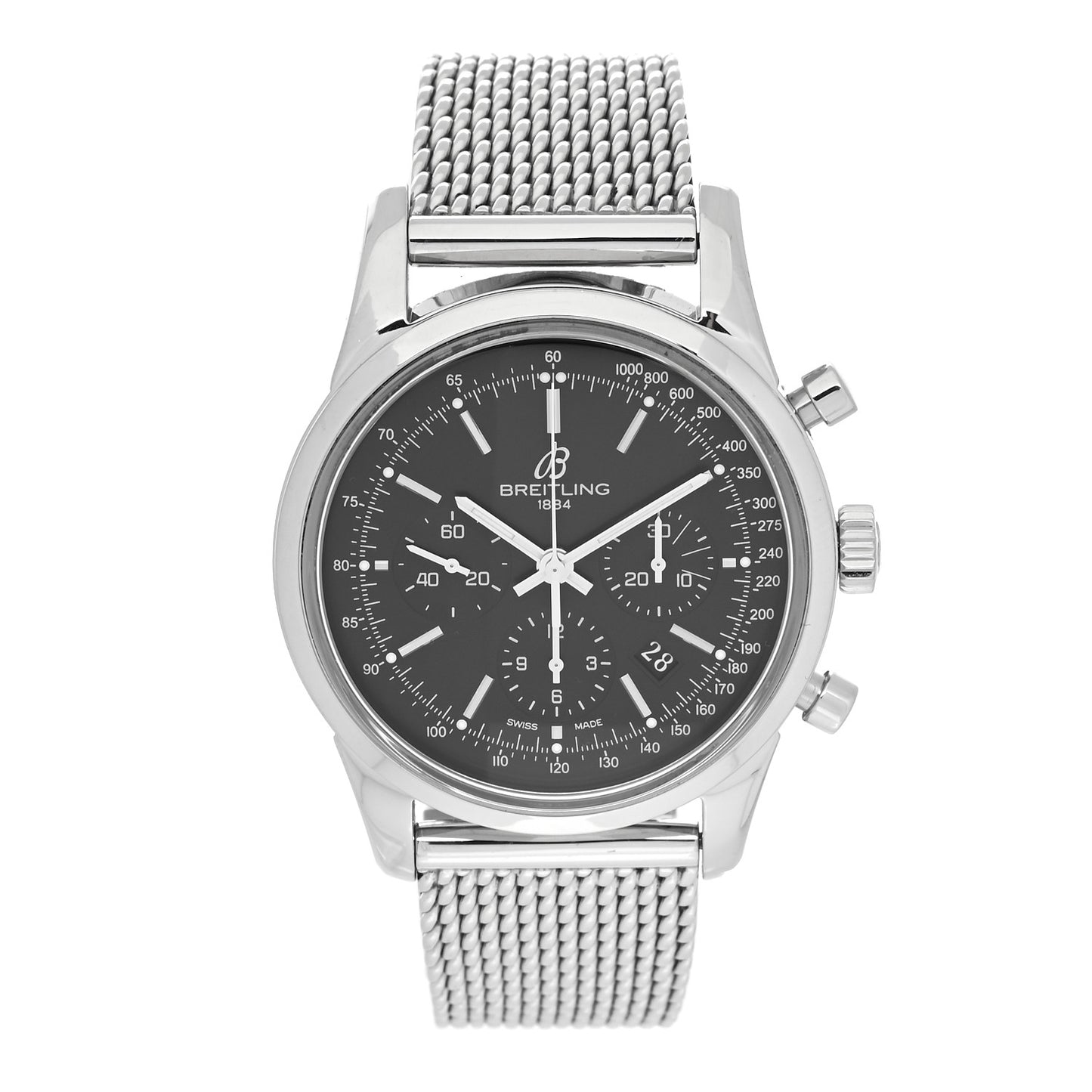 Stainless Steel 43mm Transocean Chronograph Automatic Watch Black AB0152