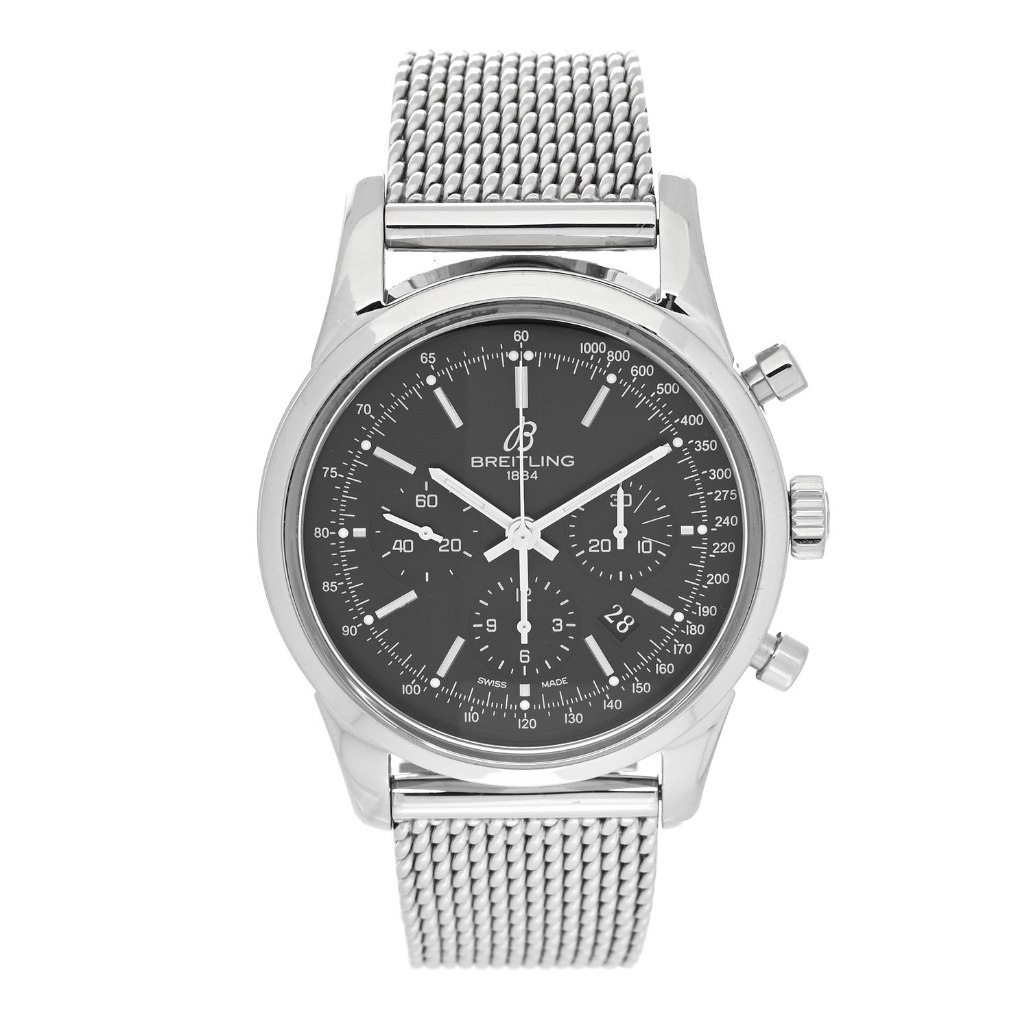 Breitling Stainless Steel 43mm Transocean Chronograph Automatic Watch Black AB0152 1 of 4