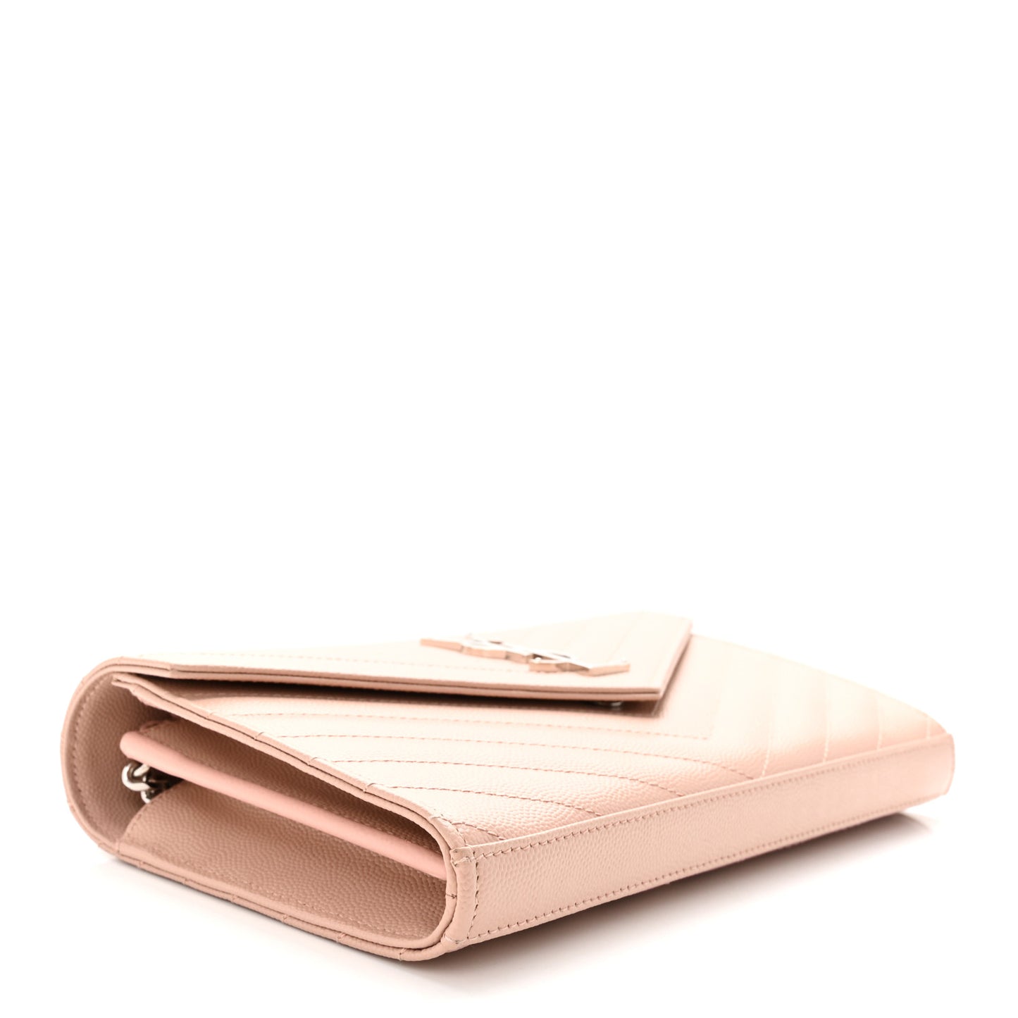 Grain De Poudre Matelasse Chevron Monogram Chain Wallet Pale Pink
