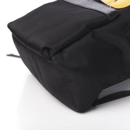 Fendi Nylon Vitello Elite Monster Eyes Rounded Backpack Black Yellow 9 of 9