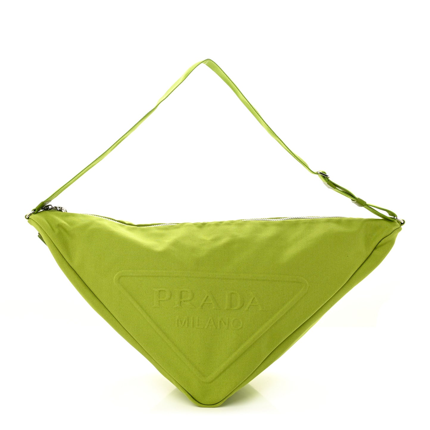 Canapa Logo Embossed Large Triangle Shoulder Bag Felce