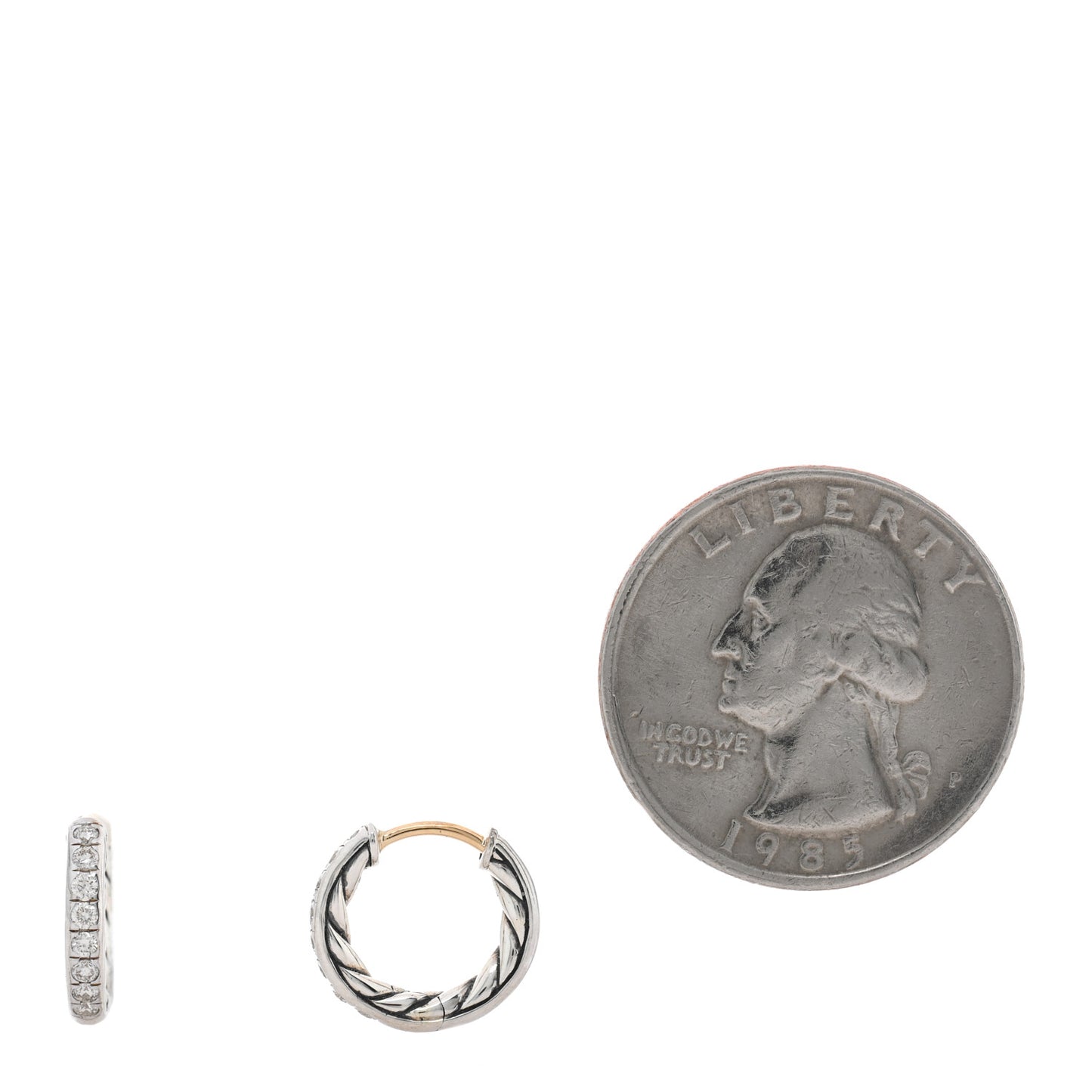 Sterling Silver Diamond Sculpted Cable Huggie Hoop Earrings