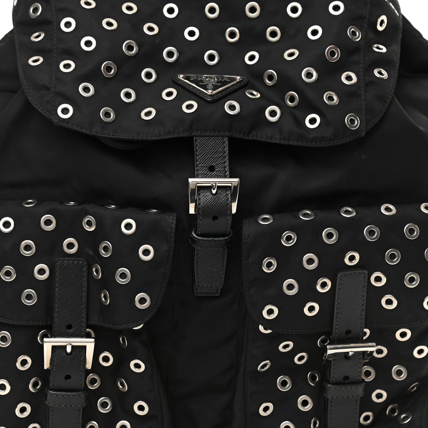 Tessuto Nylon Grommet Backpack Black