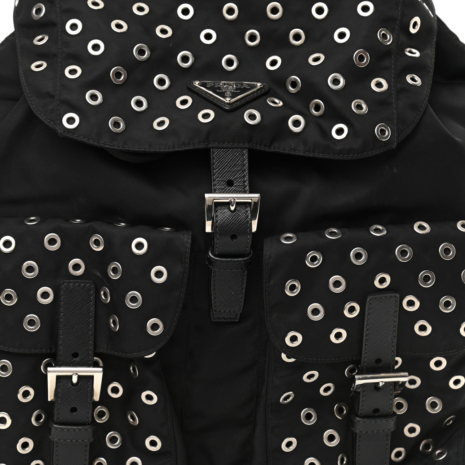 Prada Tessuto Nylon Grommet Backpack Black 6 of 8