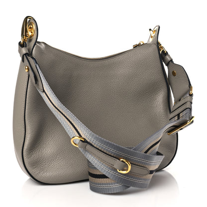 Prada Vitello Phenix Zippered Messenger Hobo Argilla 3 of 9