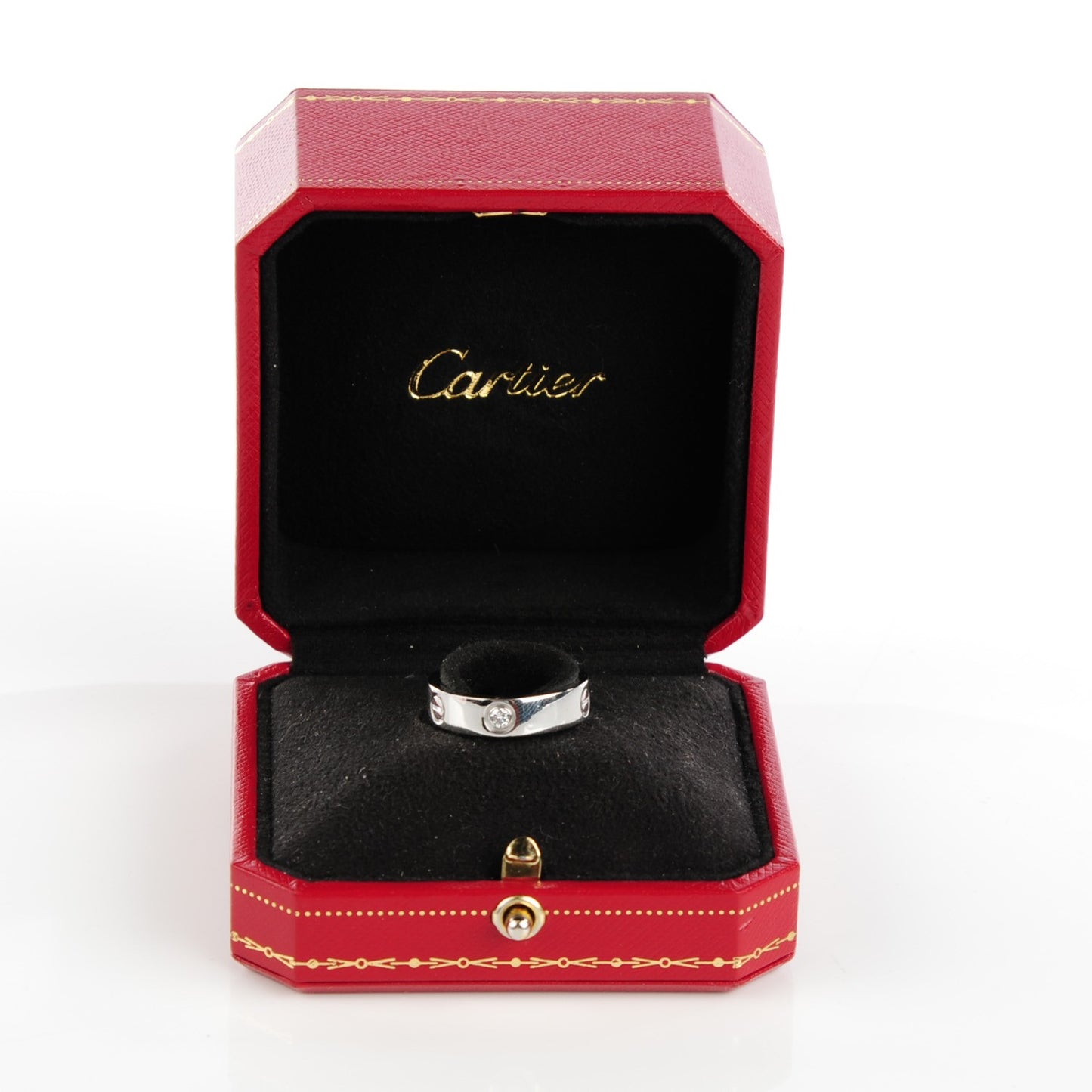 18K White Gold 3 Diamond 5.5mm LOVE Ring 58 8.25