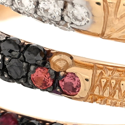 Gucci 18K Yellow Gold Black Diamond Topaz Sapphire Diamond Ouroboros Snake Three-Row Ring 53 6.25 2 of 7