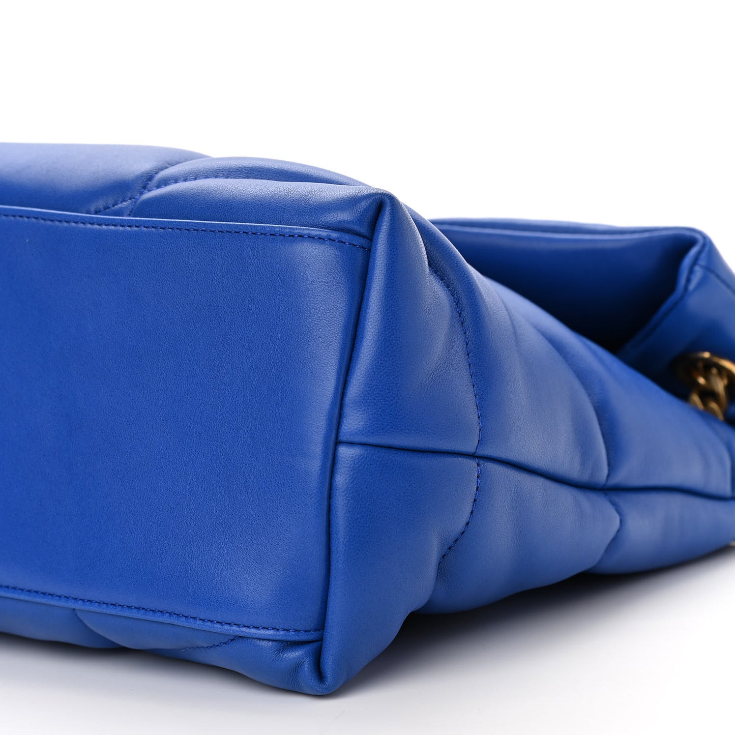 Lambskin Quilted Medium Loulou Puffer Monogram Chain Satchel Majorele Blue