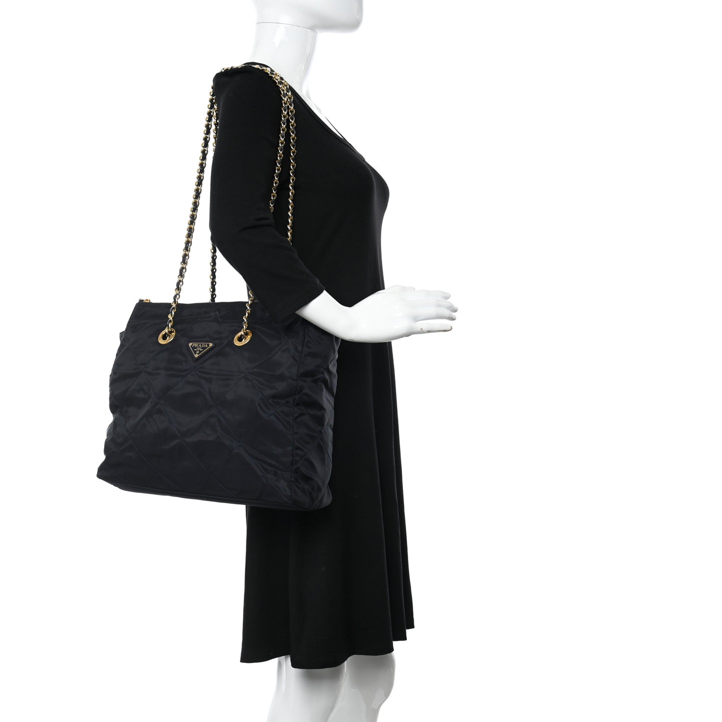 Nylon Tessuto Quilted Shoulder Bag Blue