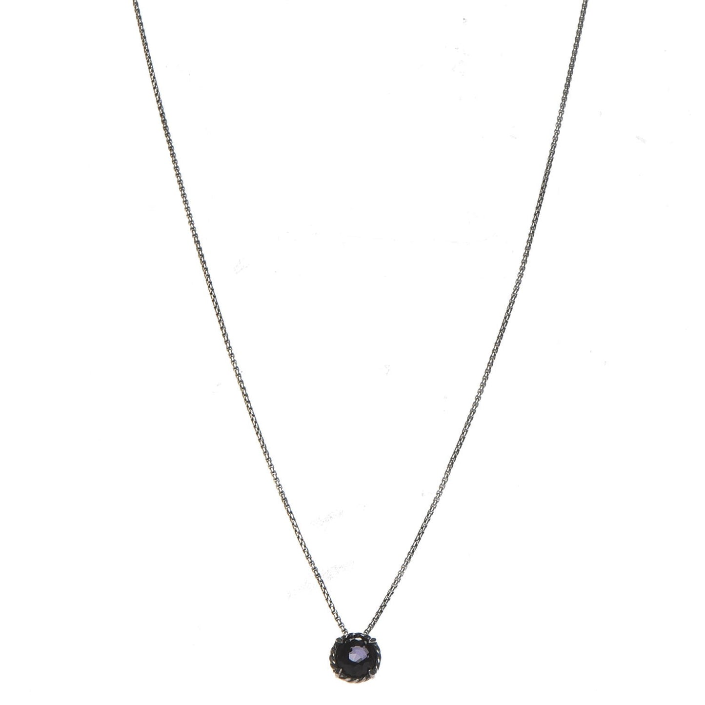 Sterling Silver Black Orchid 8mm Petite Chatelaine Pendant Necklace