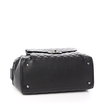 Chanel Grained Calfskin Quilted Large Casual Pocket Bowling Bag Black 4 of 14