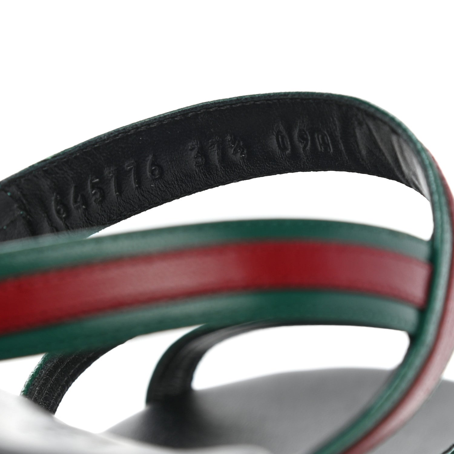 Gucci Calfskin Web Lug Sole Sandals 37.5 Black 8 of 9