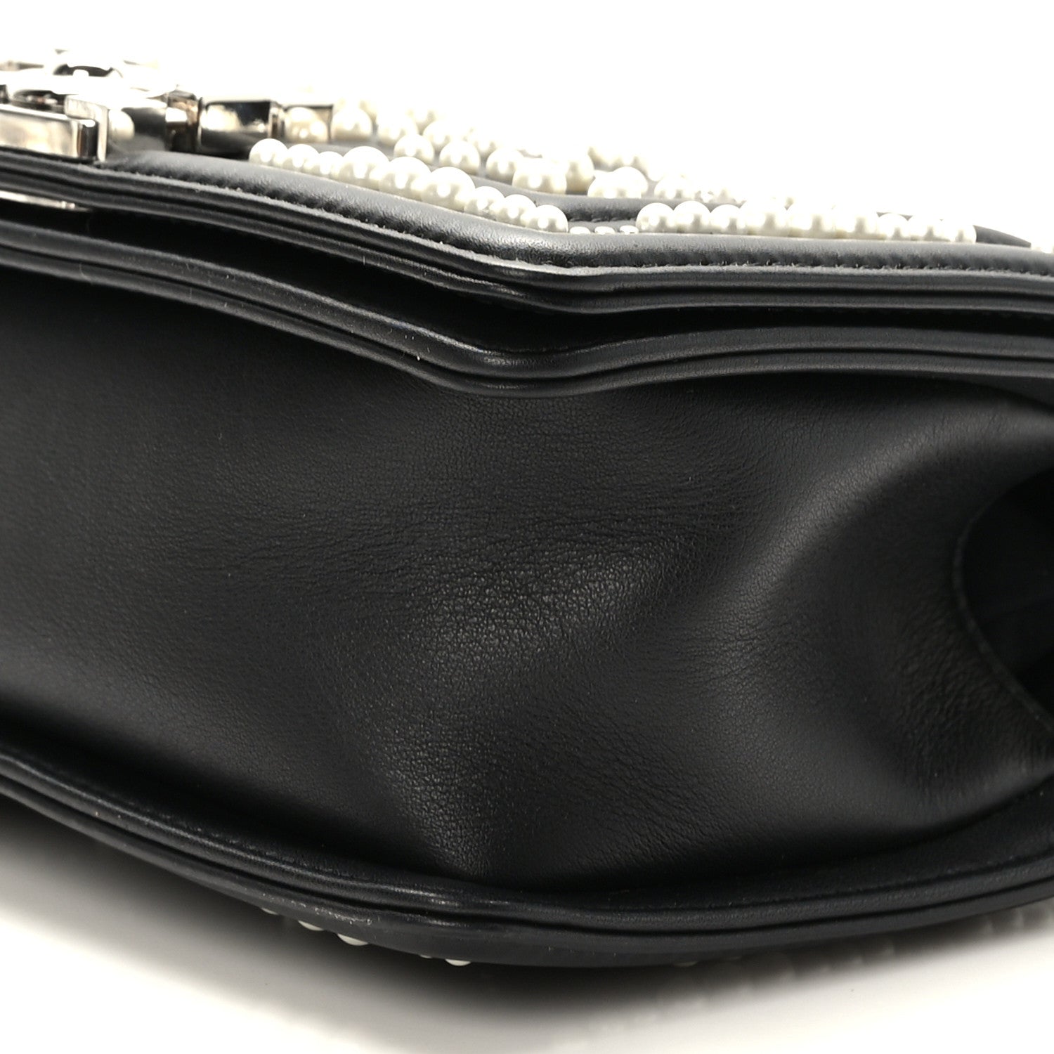 Chanel Calfskin Pearl Chevron Small Boy Flap Black 9 of 9