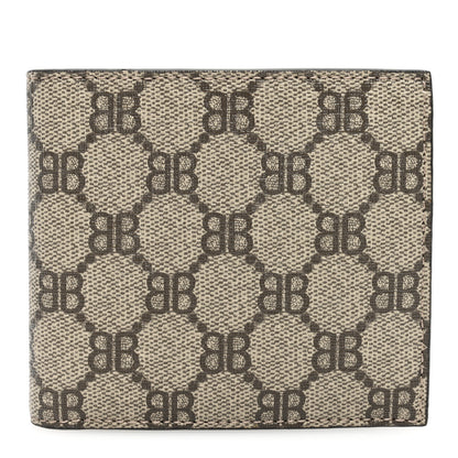 Gucci X BALENCIAGA BB Supreme Monogram Bi-Fold Wallet Beige Ebony 1 of 7