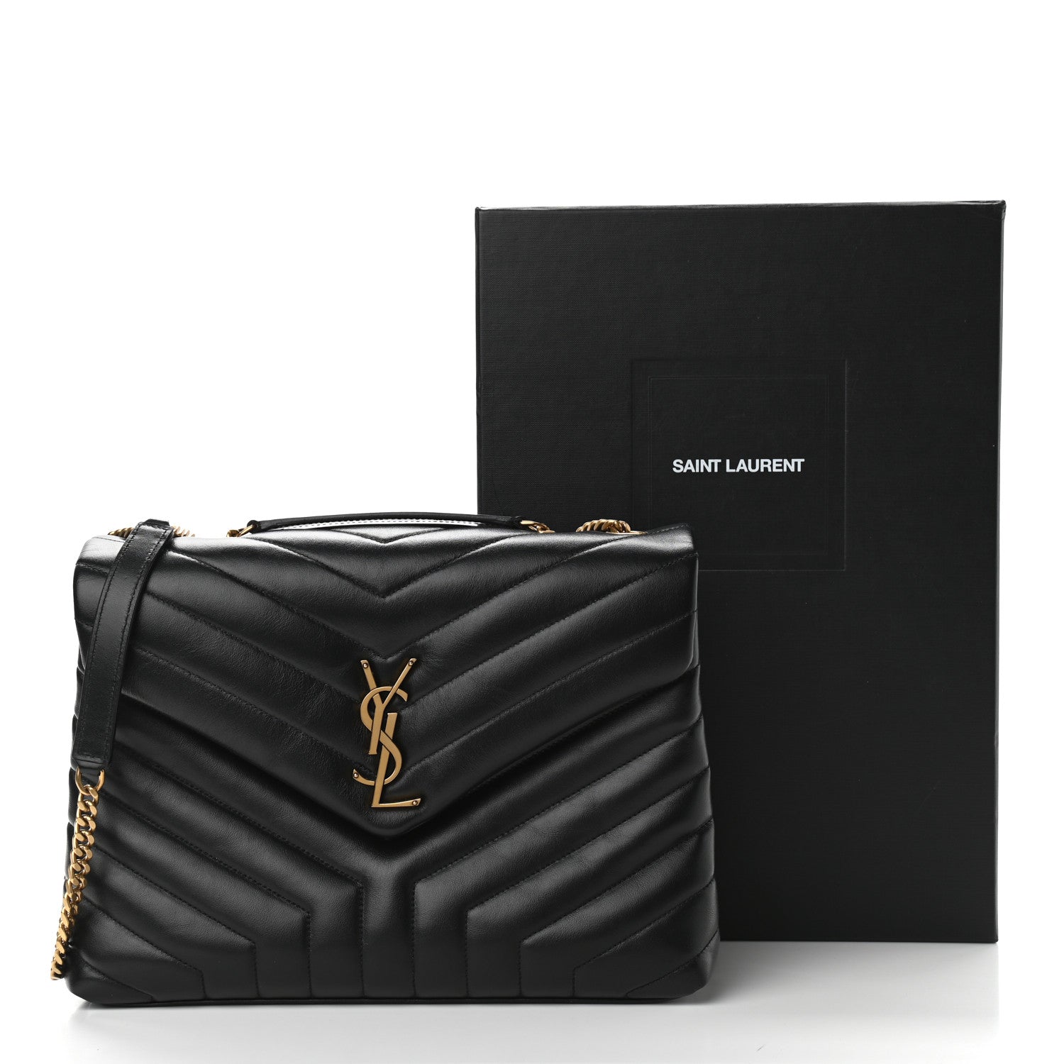 Saint Laurent Calfskin Y Quilted Monogram Medium Loulou Chain Satchel Black 11 of 11