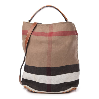Burberry Canvas Mega Check Medium Ashby Hobo Saddle Brown 1 of 10