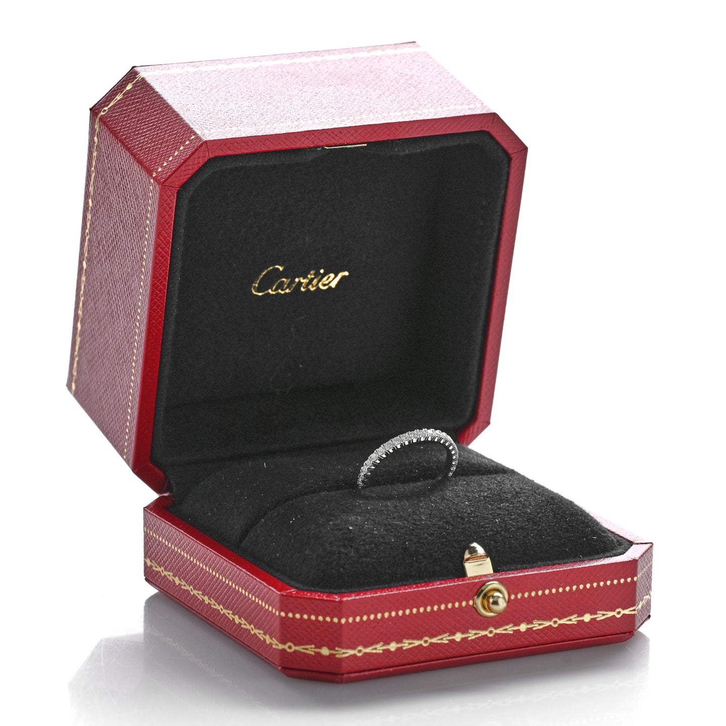 18K White Gold Diamond 2mm Etincelle de Cartier Wedding Band Ring 49 4.75