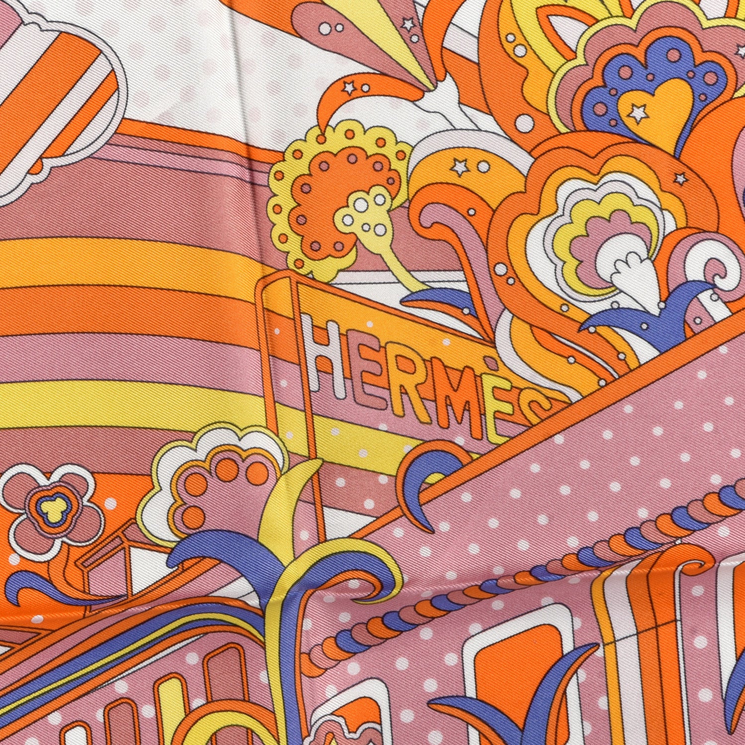 Hermes Silk Fabourg Rainbow Scarf 45 Orange Vieux Rose 7 of 10