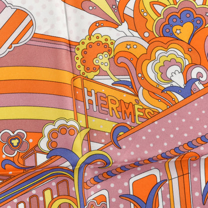 Hermes Silk Fabourg Rainbow Scarf 45 Orange Vieux Rose 7 of 10