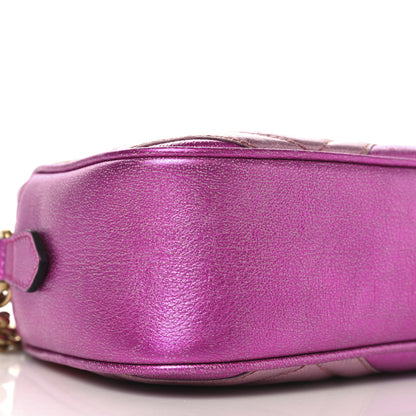 Gucci Laminated Nappa Matelasse Small GG Marmont Chain Shoulder Bag Fuxia Rosso Rosa 9 of 10