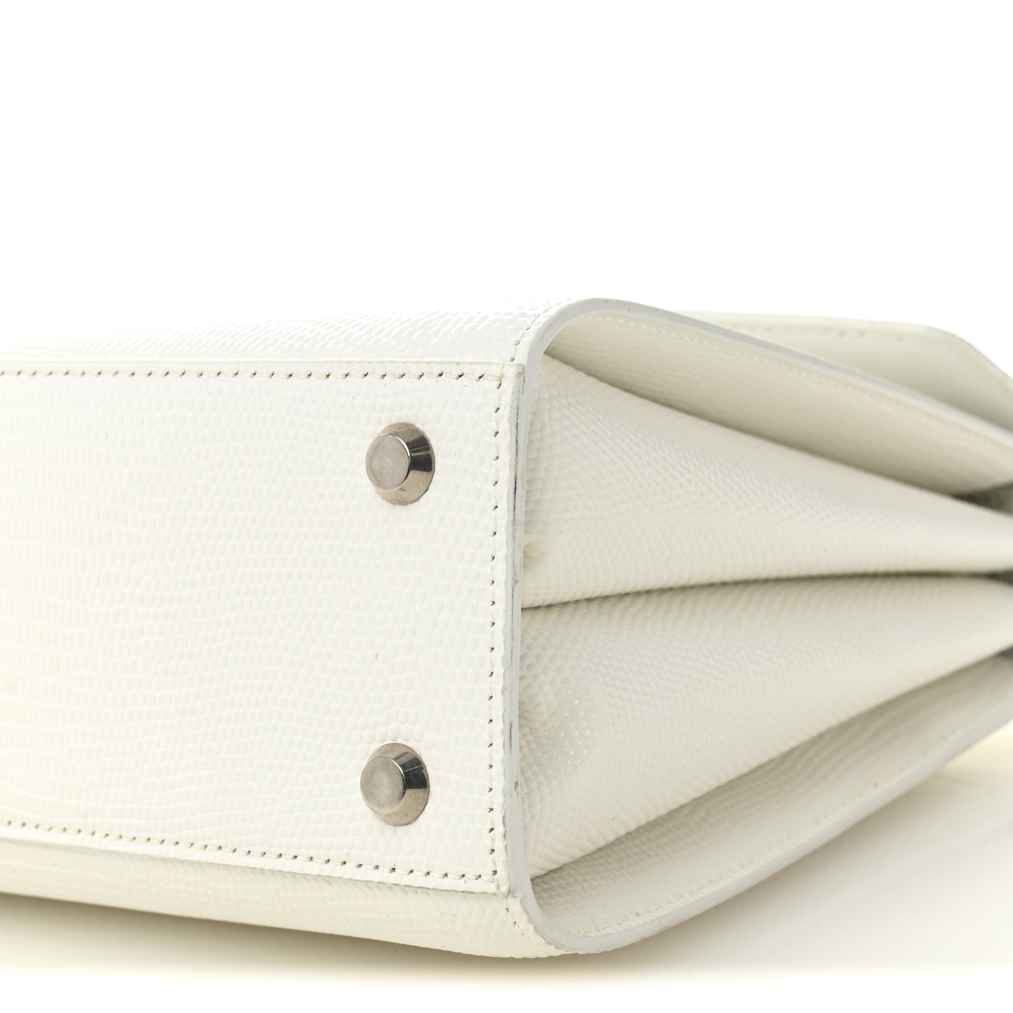 Patent Calfskin Lizard Embossed Medium Ghost Shoulder Bag Optic White