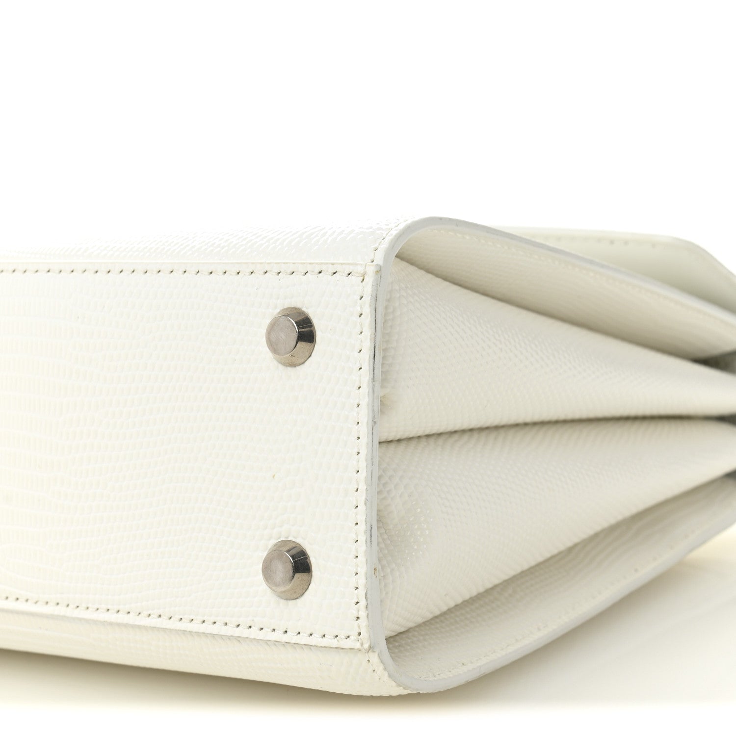 Balenciaga Patent Calfskin Lizard Embossed Medium Ghost Shoulder Bag Optic White 10 of 12