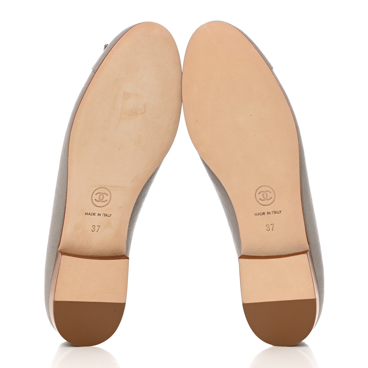 Chanel Caviar CC Cap Toe Ballerina Flats 37 Grey 5 of 9