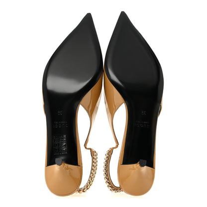 Gucci Patent Signoria 35mm Slingback Pumps 39 Sand 6 of 10