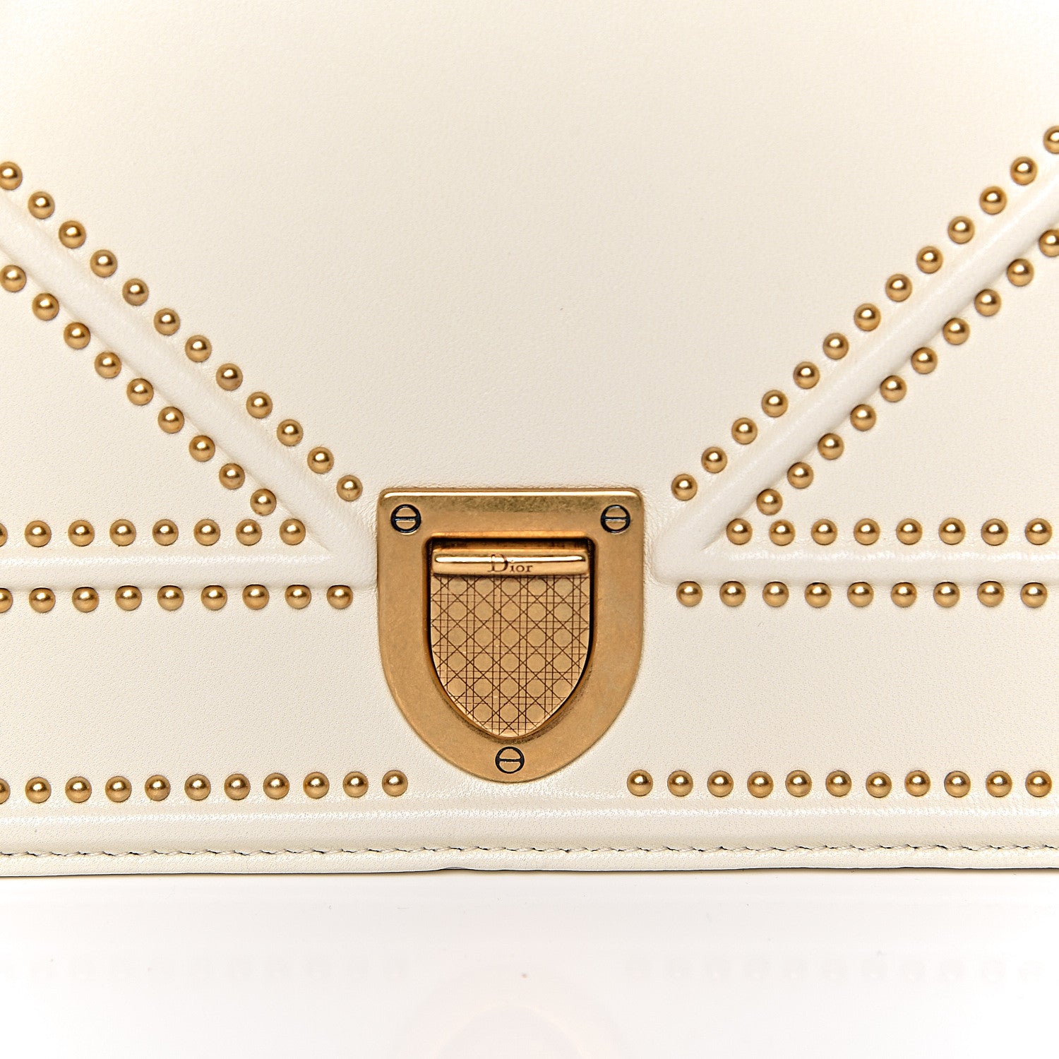 Christian Dior Lambskin Studded Small Diorama Flap Bag Off White 12 of 12