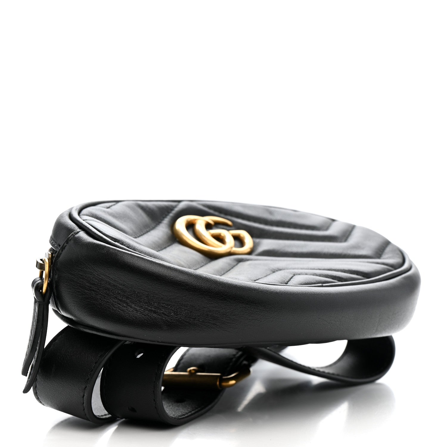 Gucci Calfskin Matelasse GG Marmont Belt Bag 85 34 Black 4 of 11