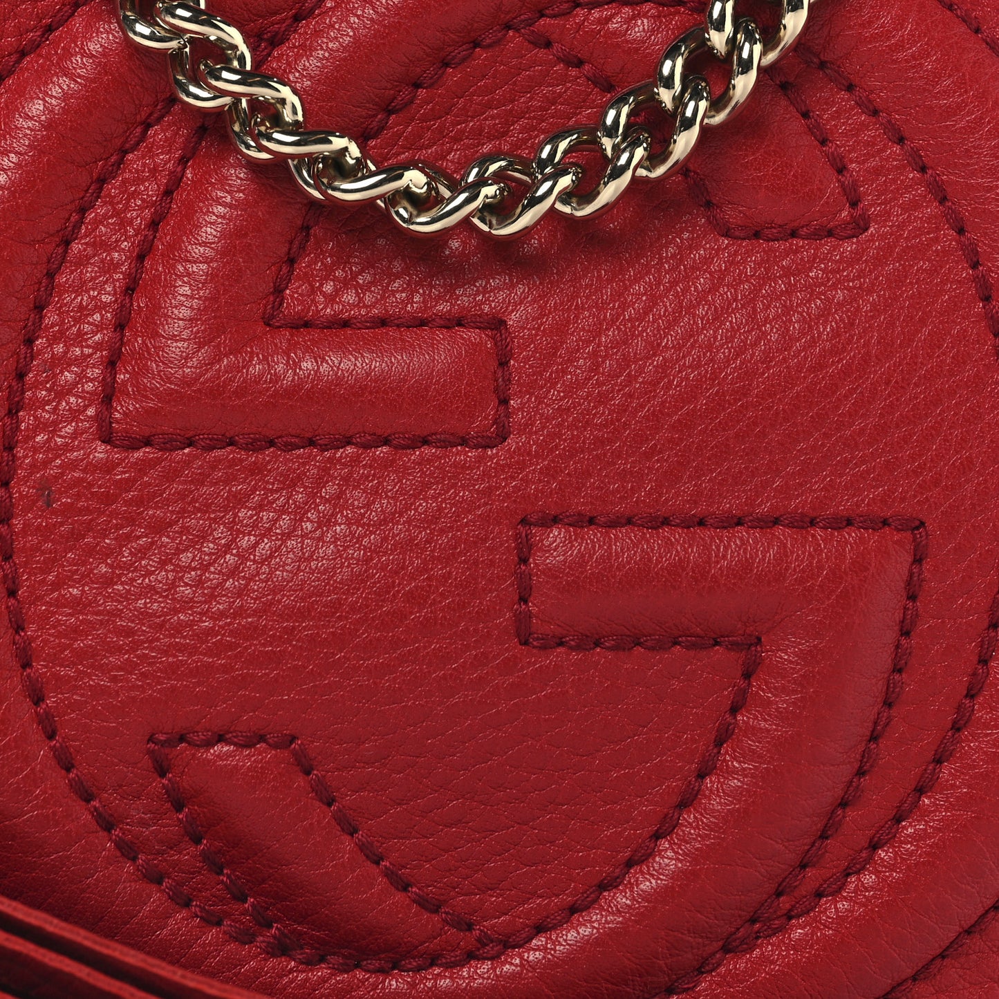 Pebbled Calfskin Mini Soho Chain Bag Tabasco Red