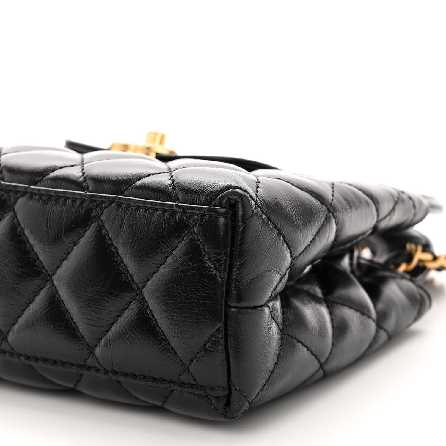 Chanel Shiny Aged Calfskin Quilted Nano Kelly Shopper Black 9 of 9