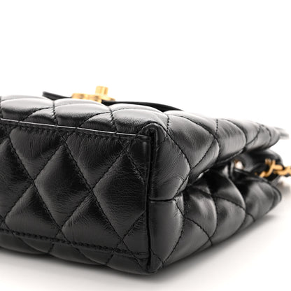 Chanel Shiny Aged Calfskin Quilted Nano Kelly Shopper Black 9 of 9