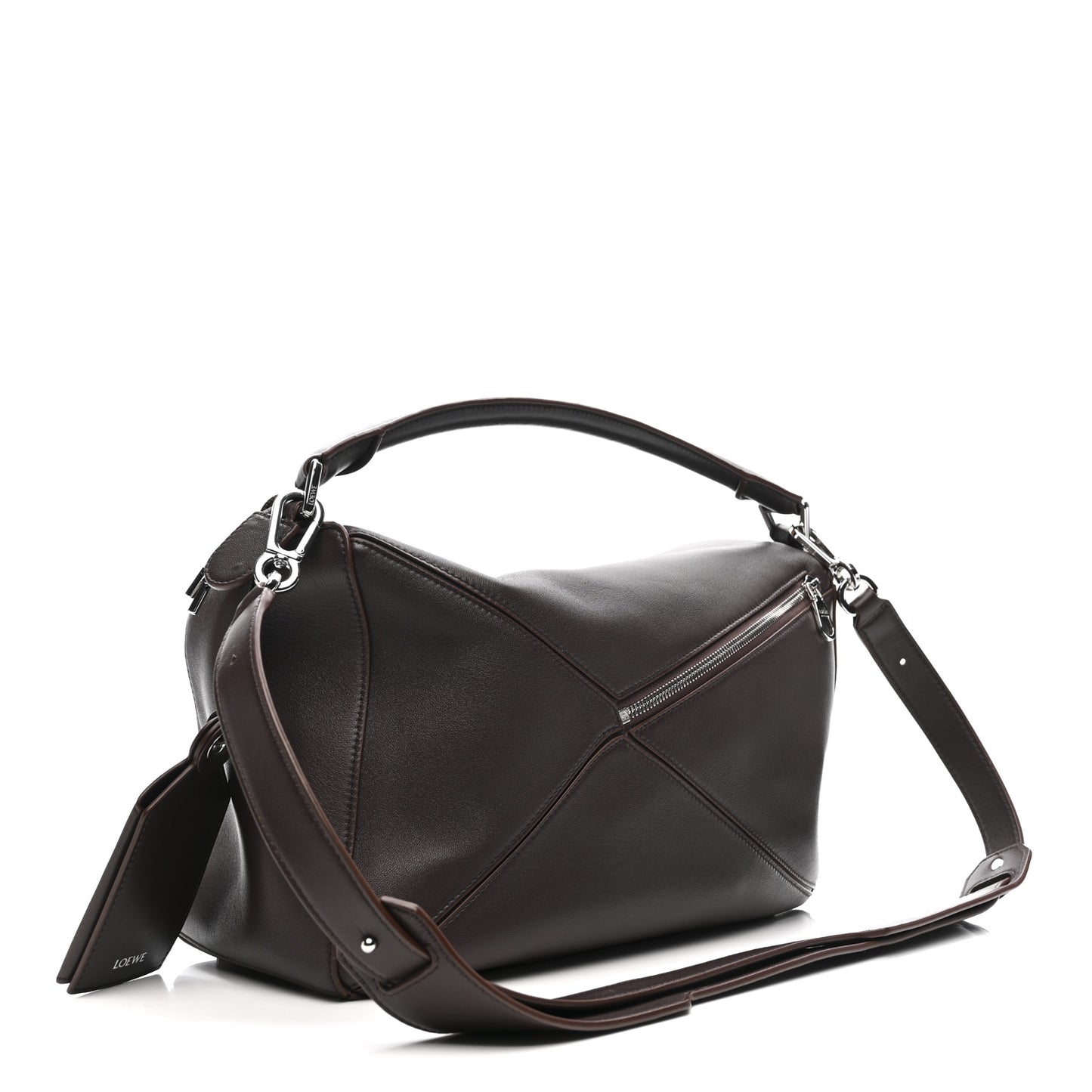 Nappa Lambskin Large Featherlight Puzzle Bag Dark Chestnut