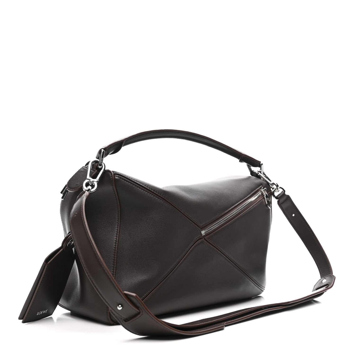 Loewe Nappa Lambskin Large Featherlight Puzzle Bag Dark Chestnut 3 of 15