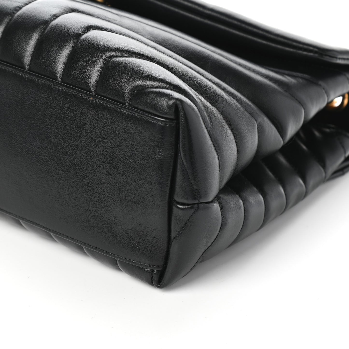 Calfskin Y Quilted Monogram Medium Loulou Chain Satchel Black