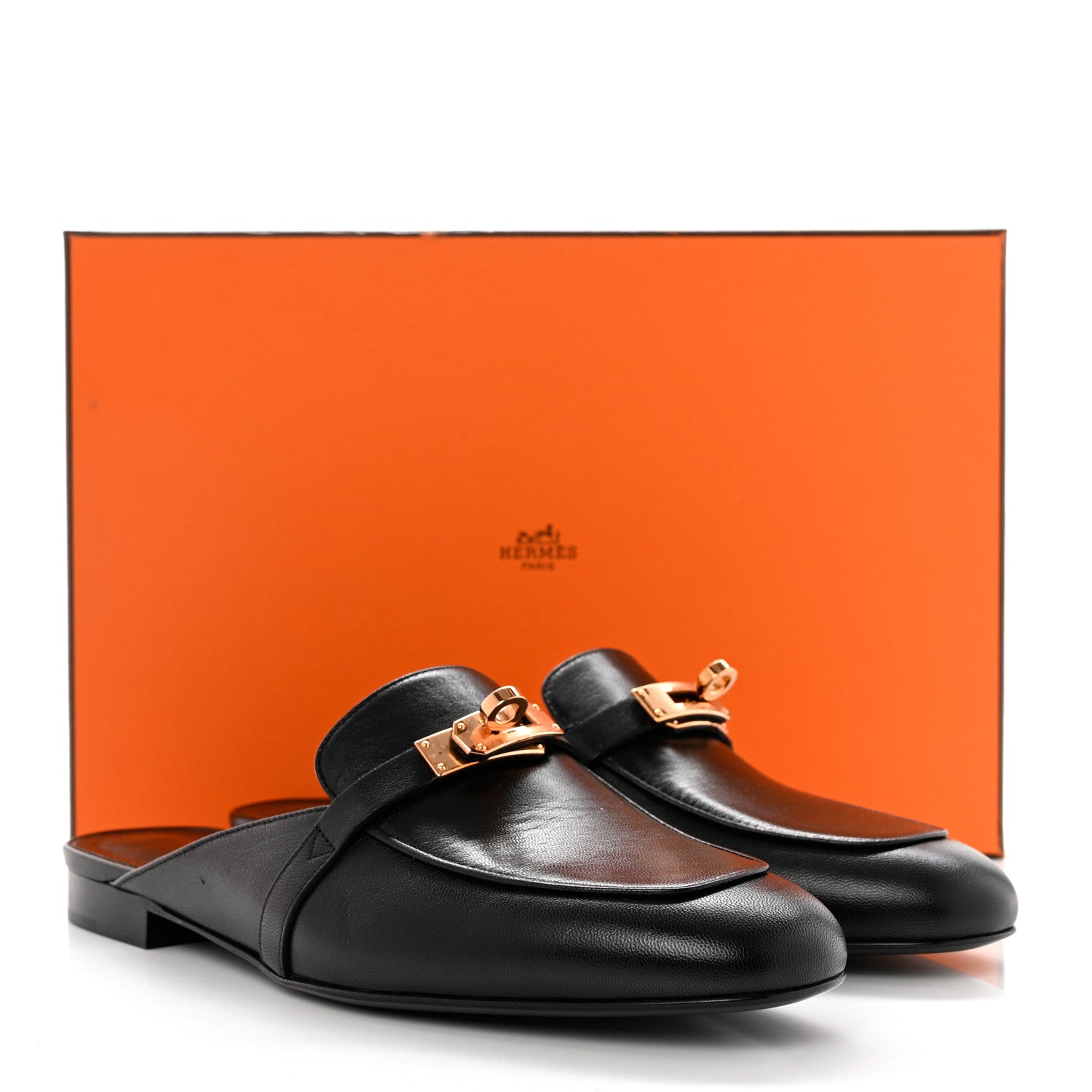 Hermes Goatskin Oz Mules 39 Black 9 of 9