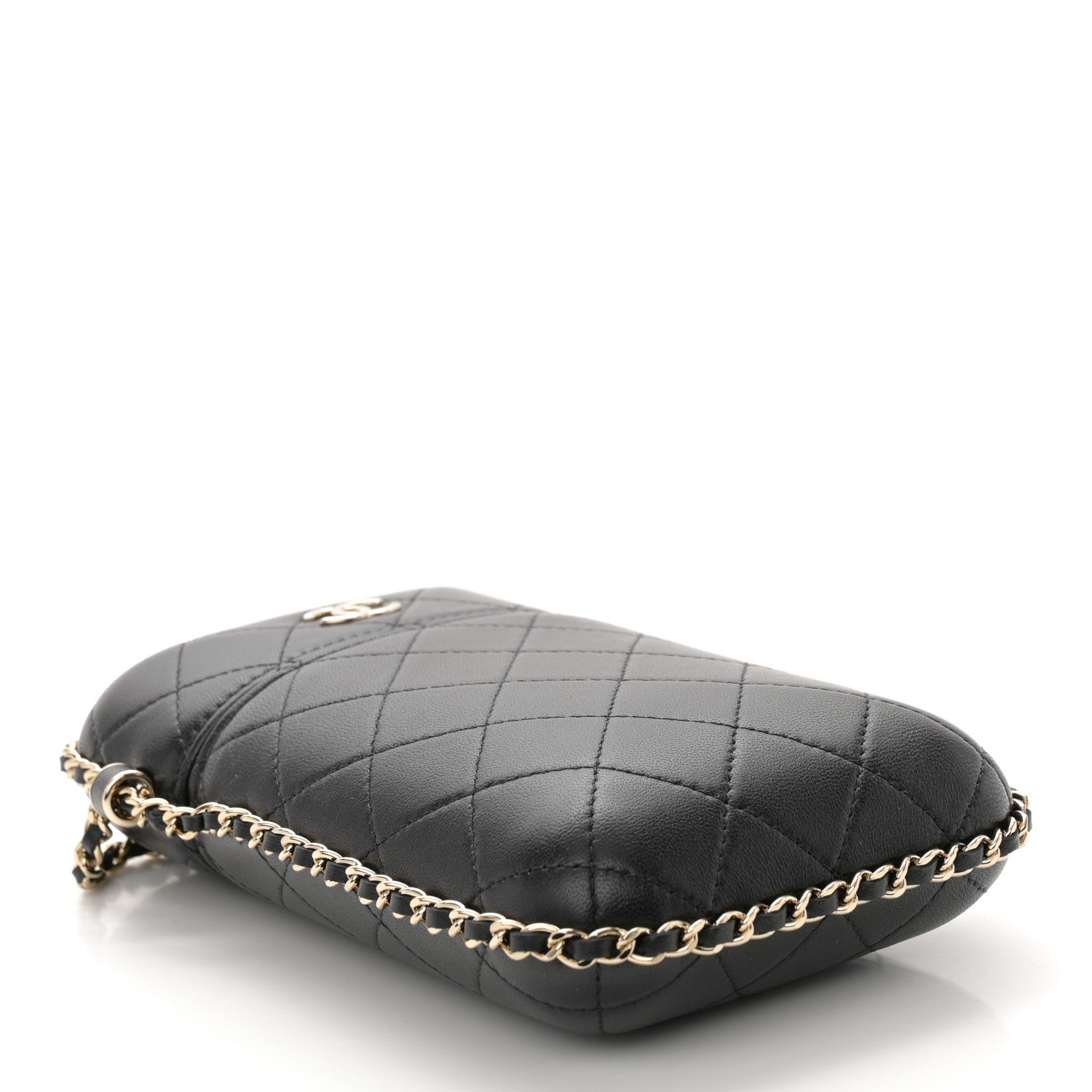 Chanel Lambskin Quilted Chain Around Phone Holder Black 4 of 11