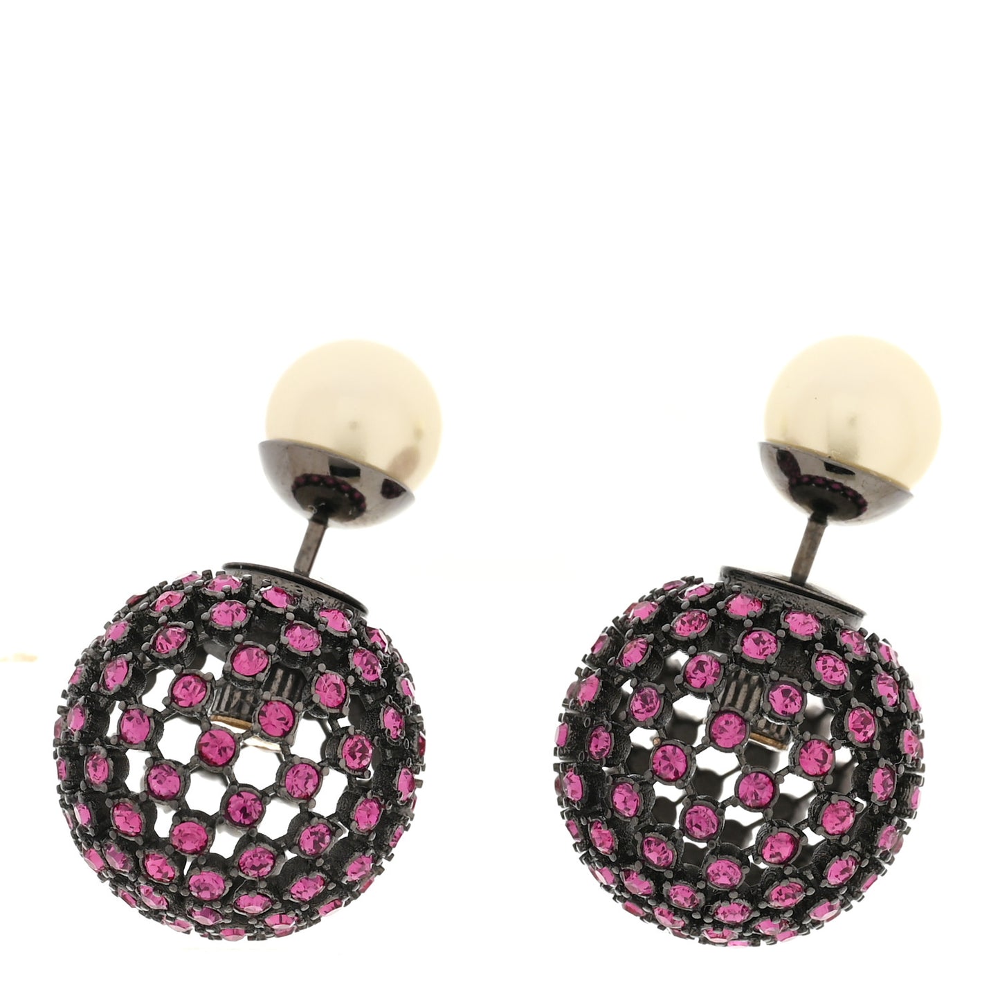 Crystal Pearl Mise En Dior Tribales Earrings Black Pink