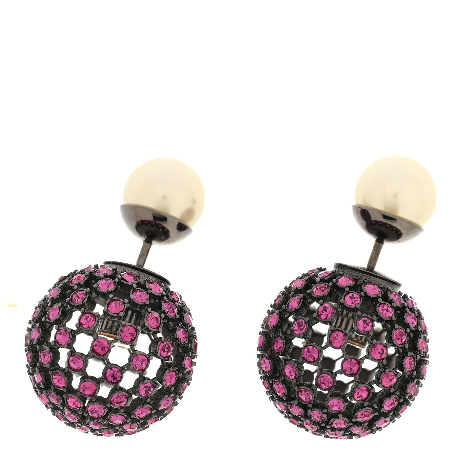Christian Dior Crystal Pearl Mise En Dior Tribales Earrings Black Pink 1 of 5