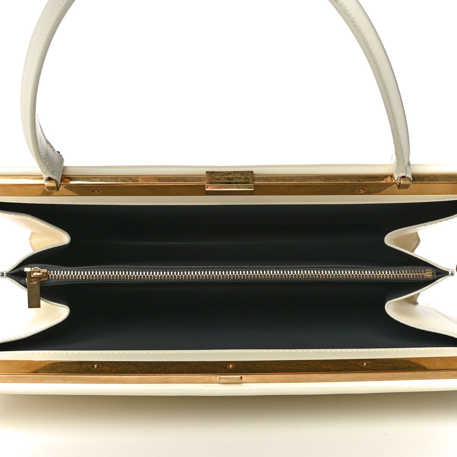 Celine Patina Box Calfskin Medium Clasp Bag White 899328