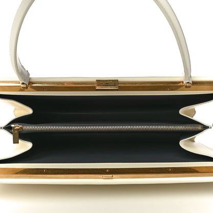 Celine Patina Box Calfskin Medium Clasp Bag White 4 of 10