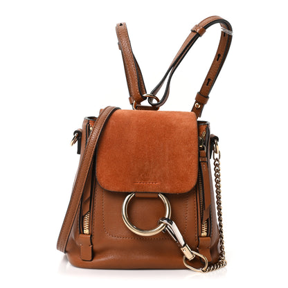 Chloe Suede Calfskin Mini Faye Backpack Tan 1 of 10
