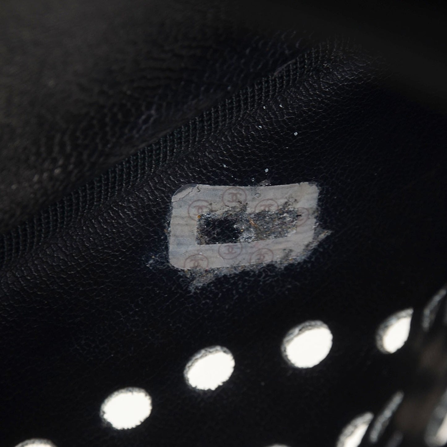 Caviar Perforated CC Shoulder Bag Black