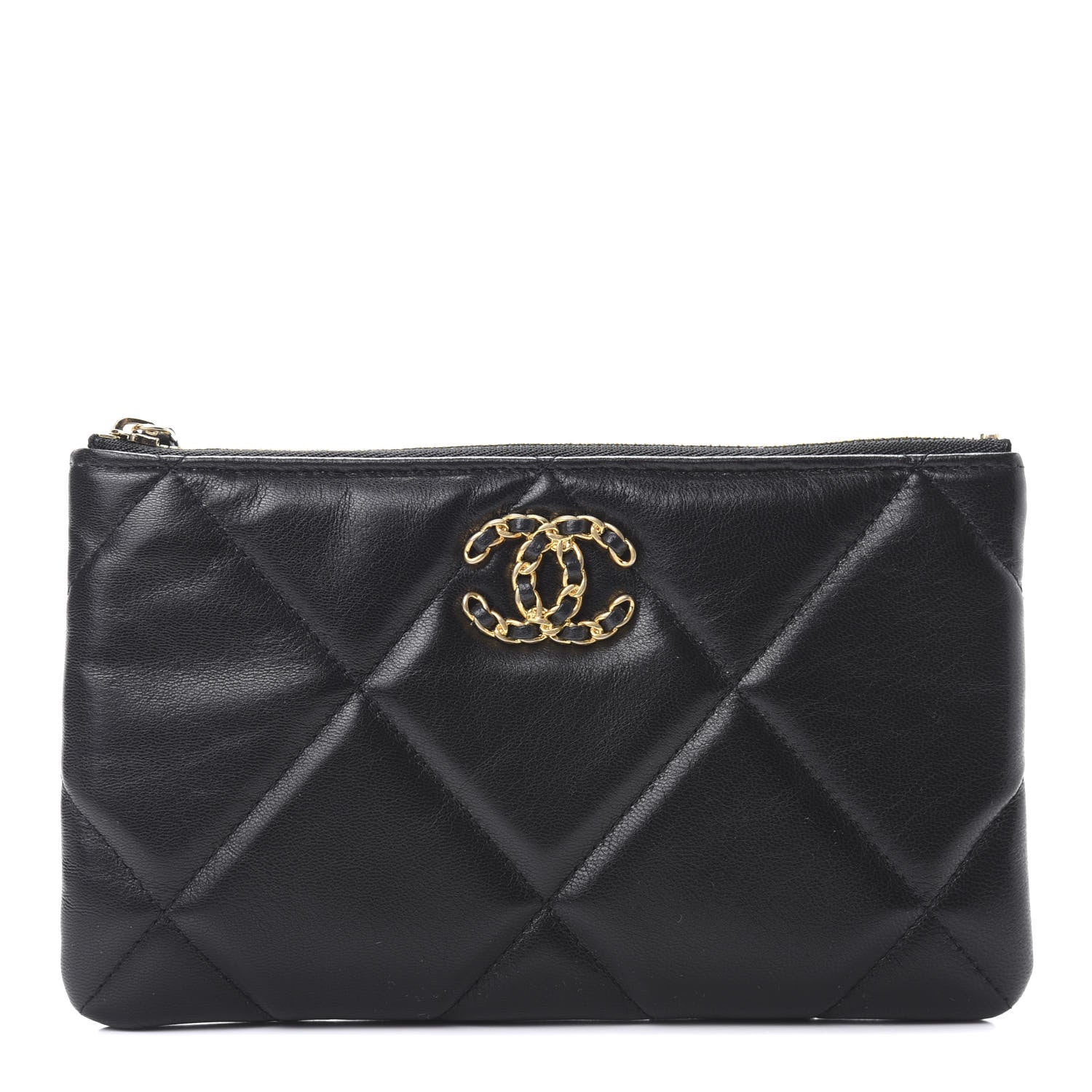 Chanel Shiny Goatskin Quilted Small 19 Pouch Black 1 of 8