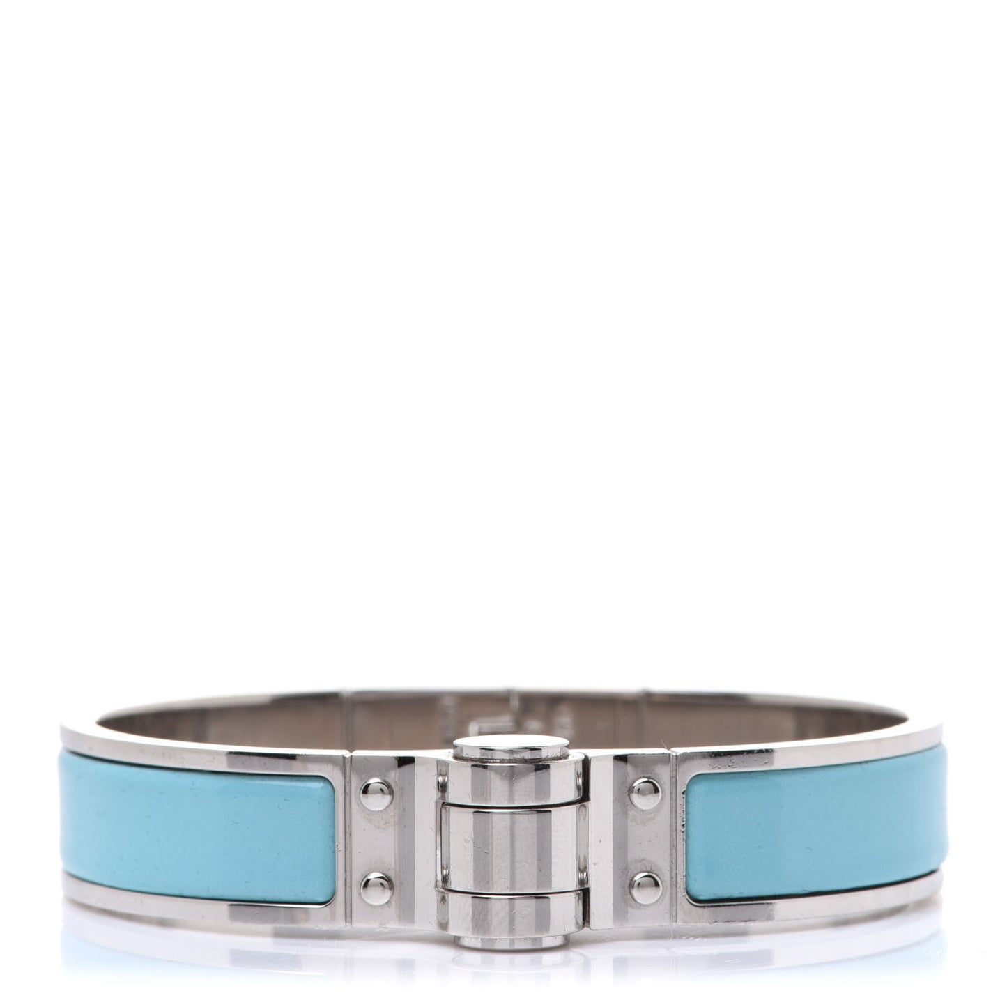 Enamel Charniere Uni Narrow Hinged Bracelet S Bleu Turquoise